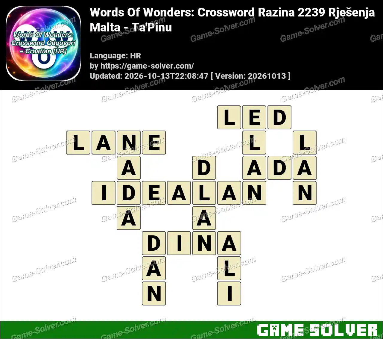 Words Of Wonders: Crossword Razina 2239 Rješenja – Malta – Ta’Pinu